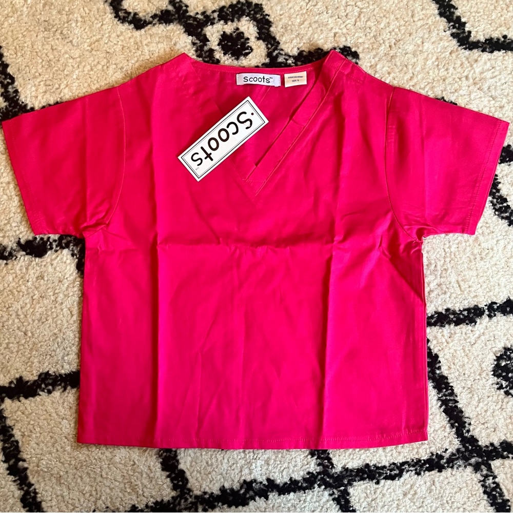 NWT Scoots Brand Hot Pink Scrub Shirt Size 5